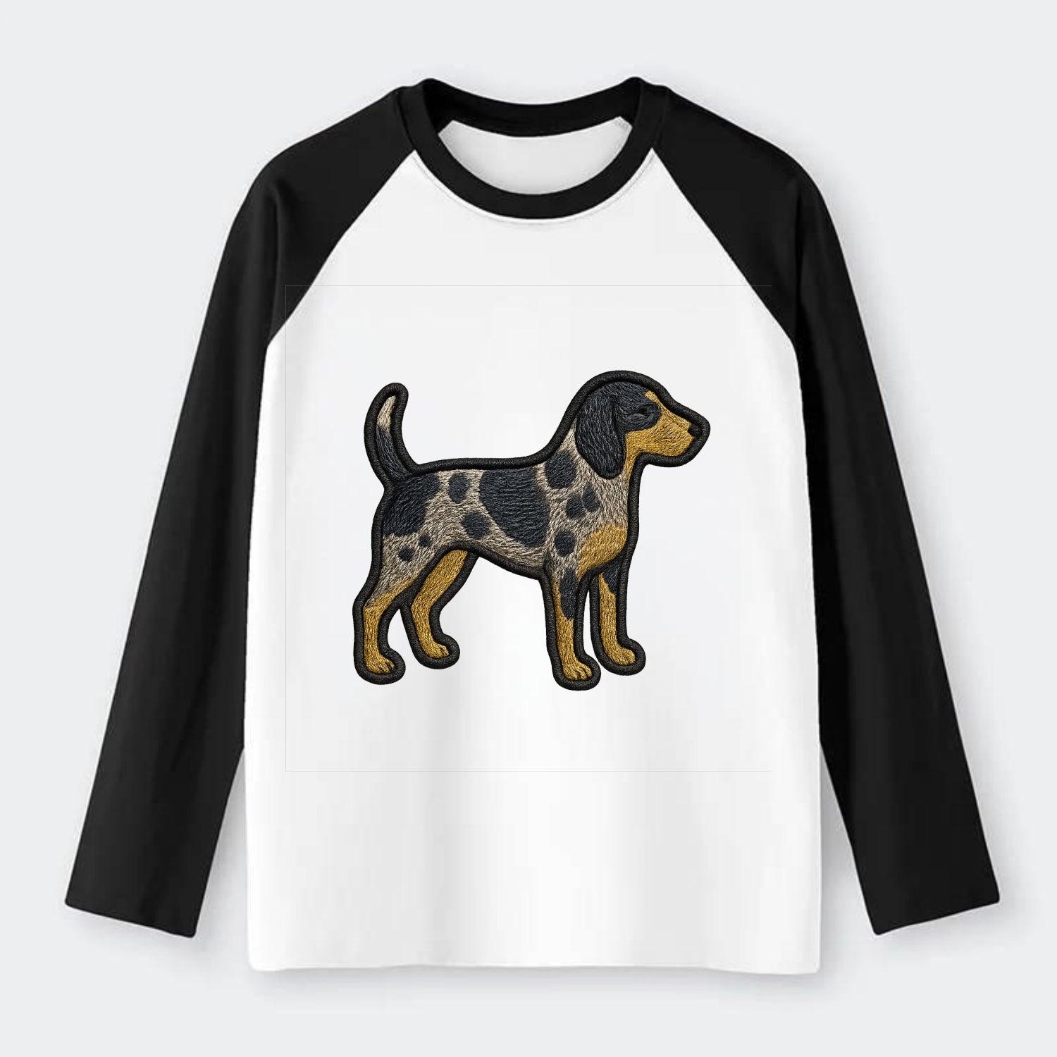 Bluetick Coonhound - Trendy spotted hound logo with prominent black - Raglan Long Sleeve T-Shirt - Black