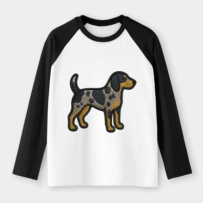 Bluetick Coonhound - Trendy spotted hound logo with prominent black - Raglan Long Sleeve T-Shirt - Black