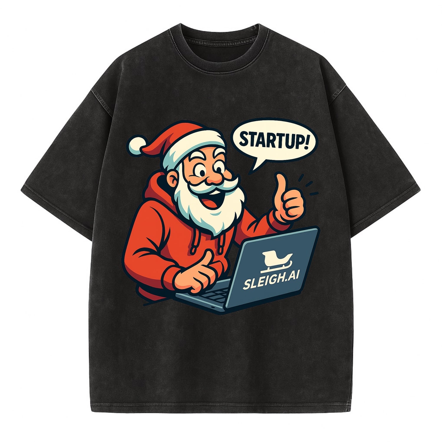 Santa Tech Startup CEO - Vintage T-shirt - Black