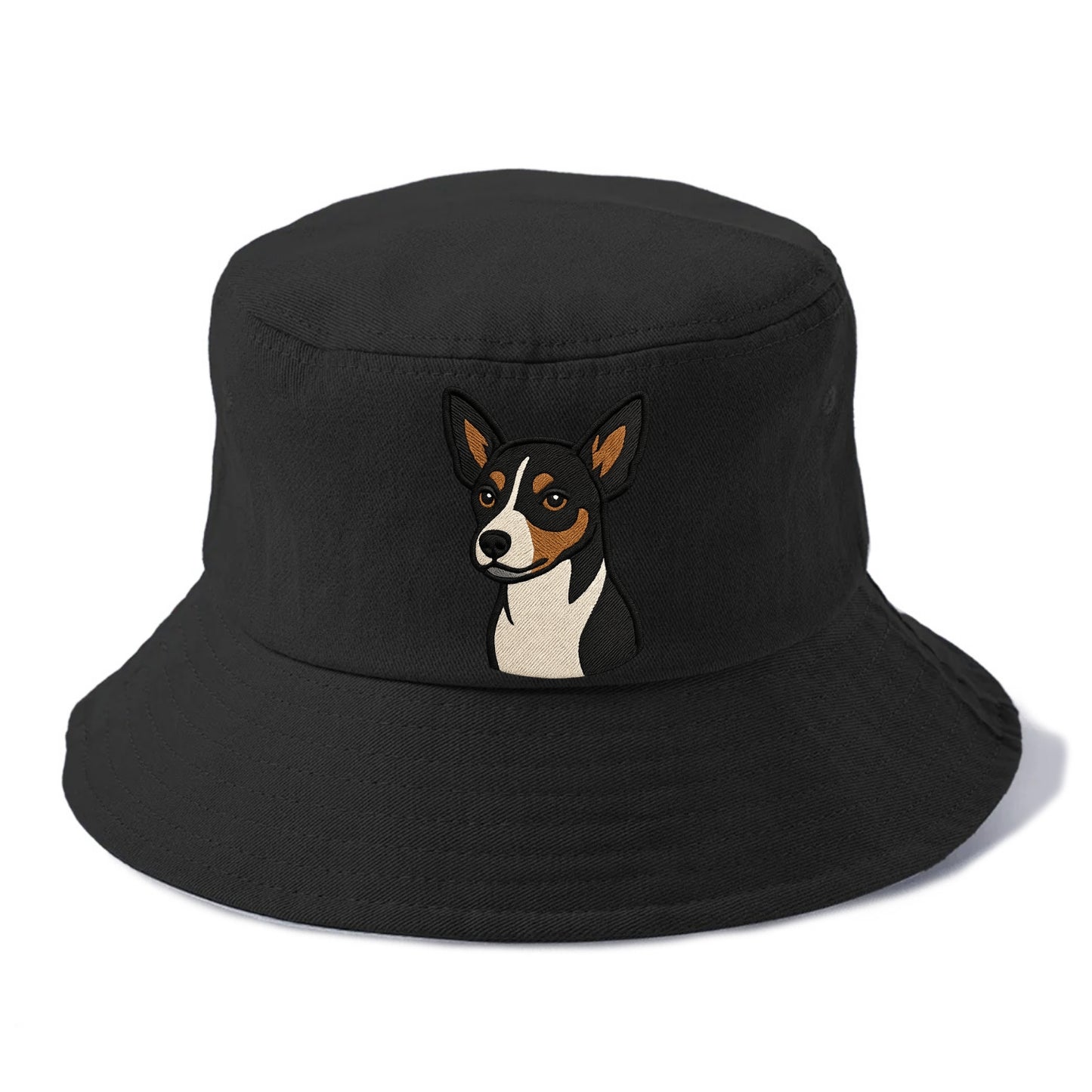 Rat Terrier - Tri-color embroidered pose - Bucket Hat - Black