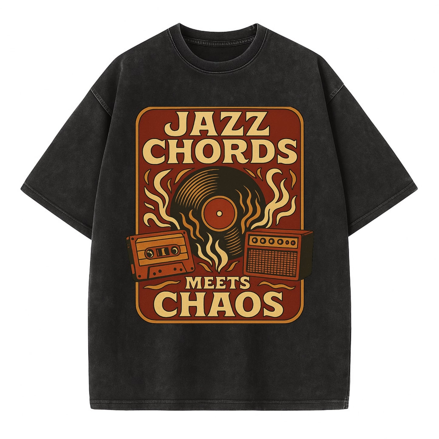 Jazz chords with hyperpop energy - "Jazz Meets Chaos" - unexpected fusion - Vintage T-shirt - Black