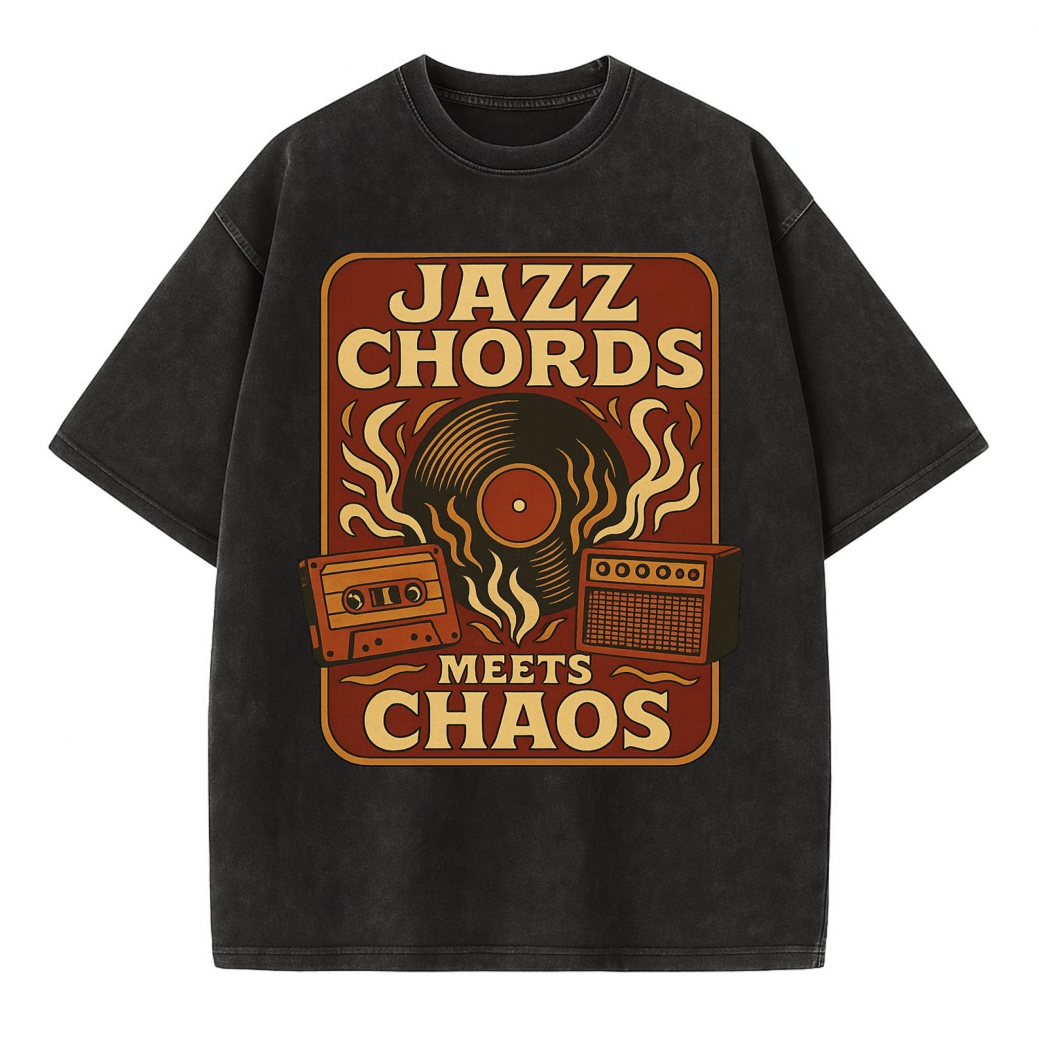 Jazz chords with hyperpop energy - "Jazz Meets Chaos" - unexpected fusion - Vintage T-shirt - Black
