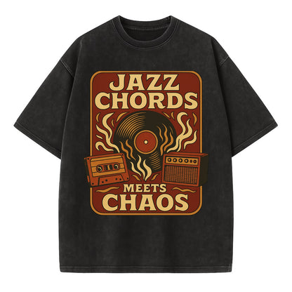 Jazz chords with hyperpop energy - "Jazz Meets Chaos" - unexpected fusion - Vintage T-shirt - Black