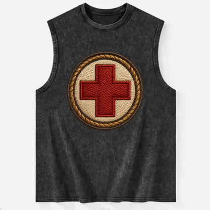 Medical Cross  - Vintage Washed Tank - Black