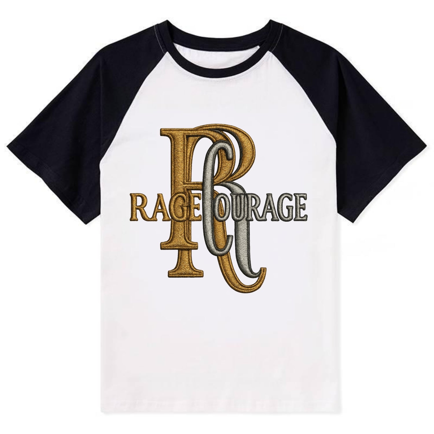 RAGE;COURAGE MODE Warrior Green Hat - Contrast Raglan T-shirt - Black
