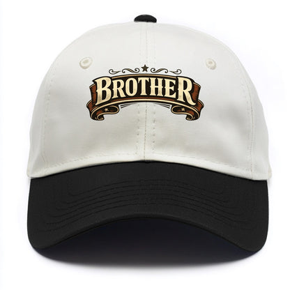 Bold typography design - "BROTHER" - male bond, brotherhood - Two Tone Cap - Black