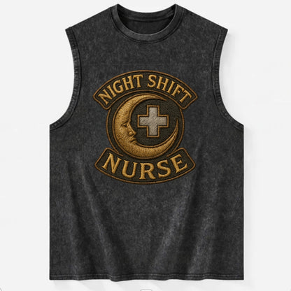 Night Shift Nurse  - Vintage Washed Tank - Black