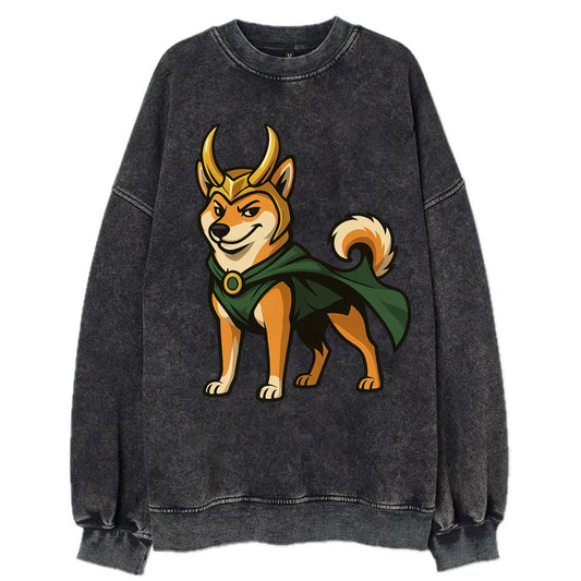 Shiba Inu Loki  - Vintage Sweatshirt - Black