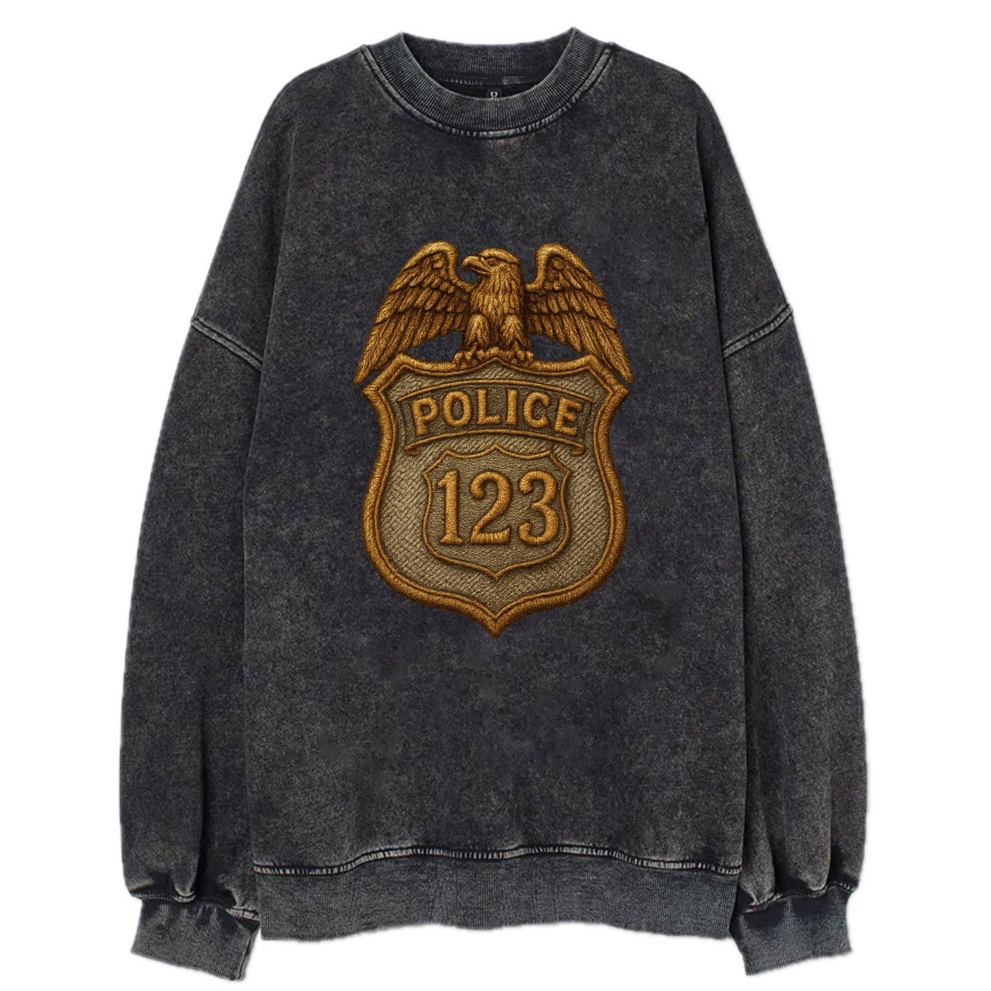 Police Badge  - Vintage Sweatshirt - Black