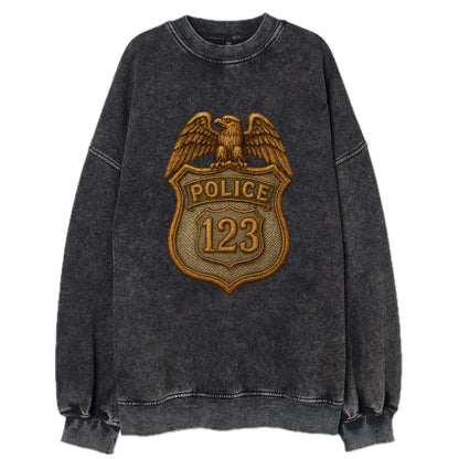 Police Badge  - Vintage Sweatshirt - Black