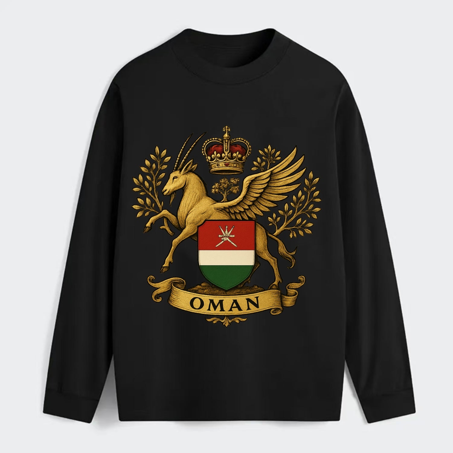 Oman Heritage Badge  - Classic Long Sleeve Shirt - Black