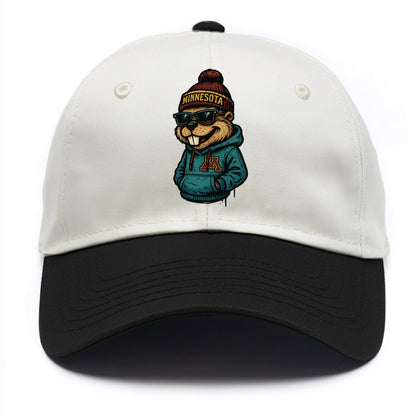Minneapolis Gopher wearing Minnesota beanie with M patch - Two Tone Cap - Black