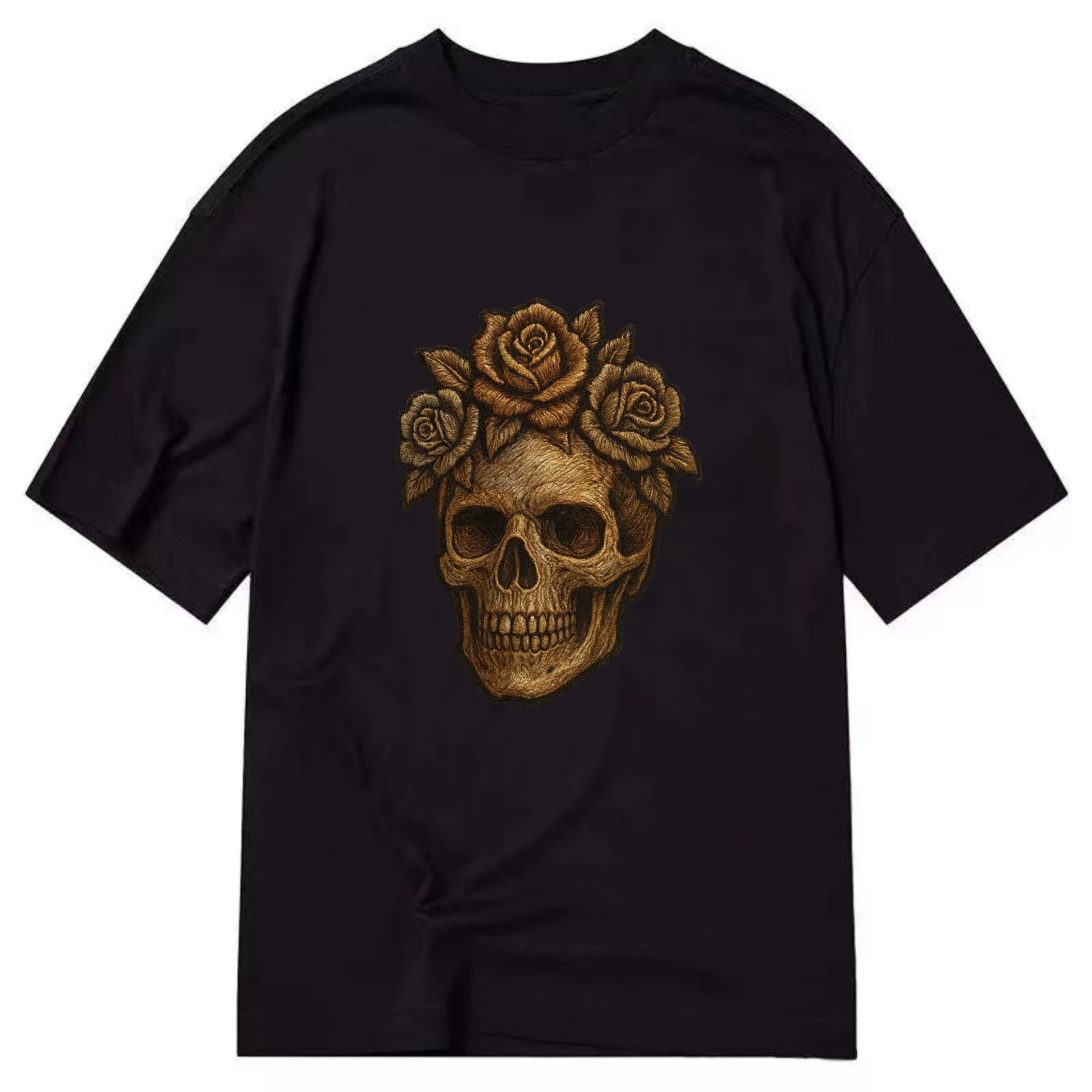 Skull and Roses  - Classic T-shirt - Black
