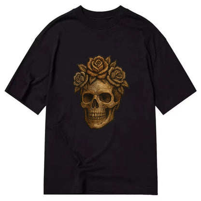 Skull and Roses  - Classic T-shirt - Black