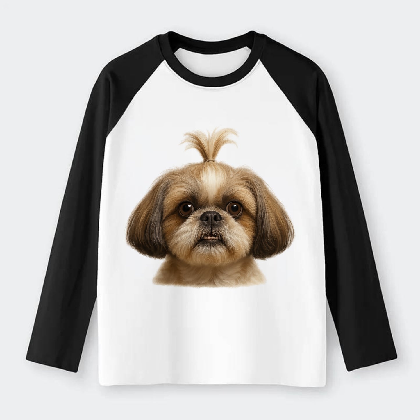 Shih Tzu  - Raglan Long Sleeve T-Shirt - Black