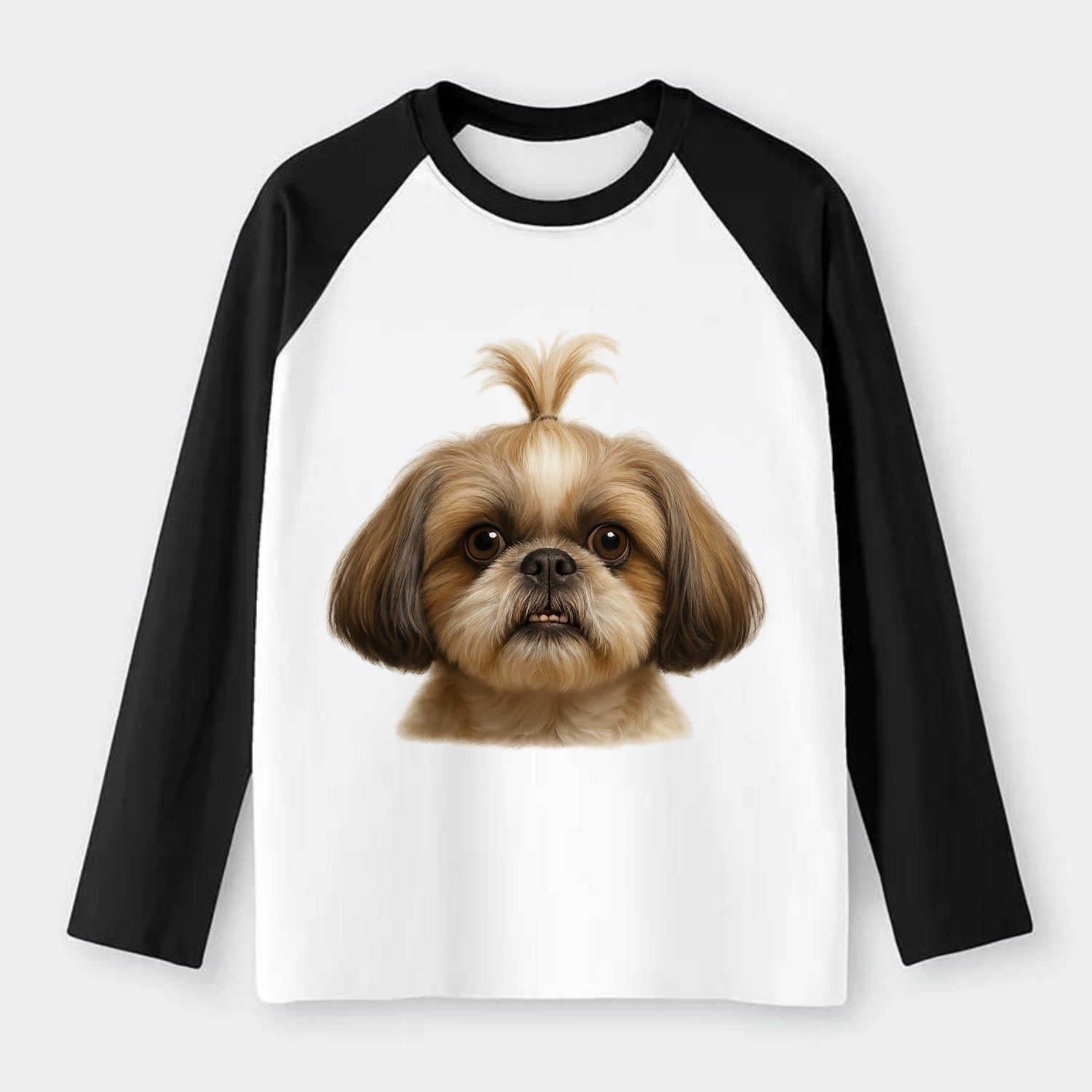Shih Tzu  - Raglan Long Sleeve T-Shirt - Black