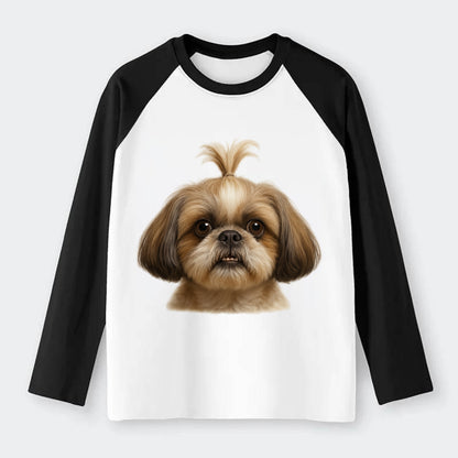 Shih Tzu  - Raglan Long Sleeve T-Shirt - Black