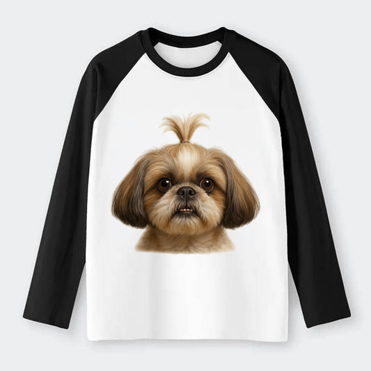 Shih Tzu  - Raglan Long Sleeve T-Shirt - Black