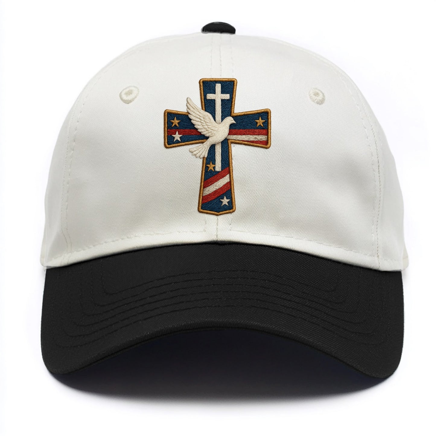 Dove and Cross  - Two Tone Cap - Black
