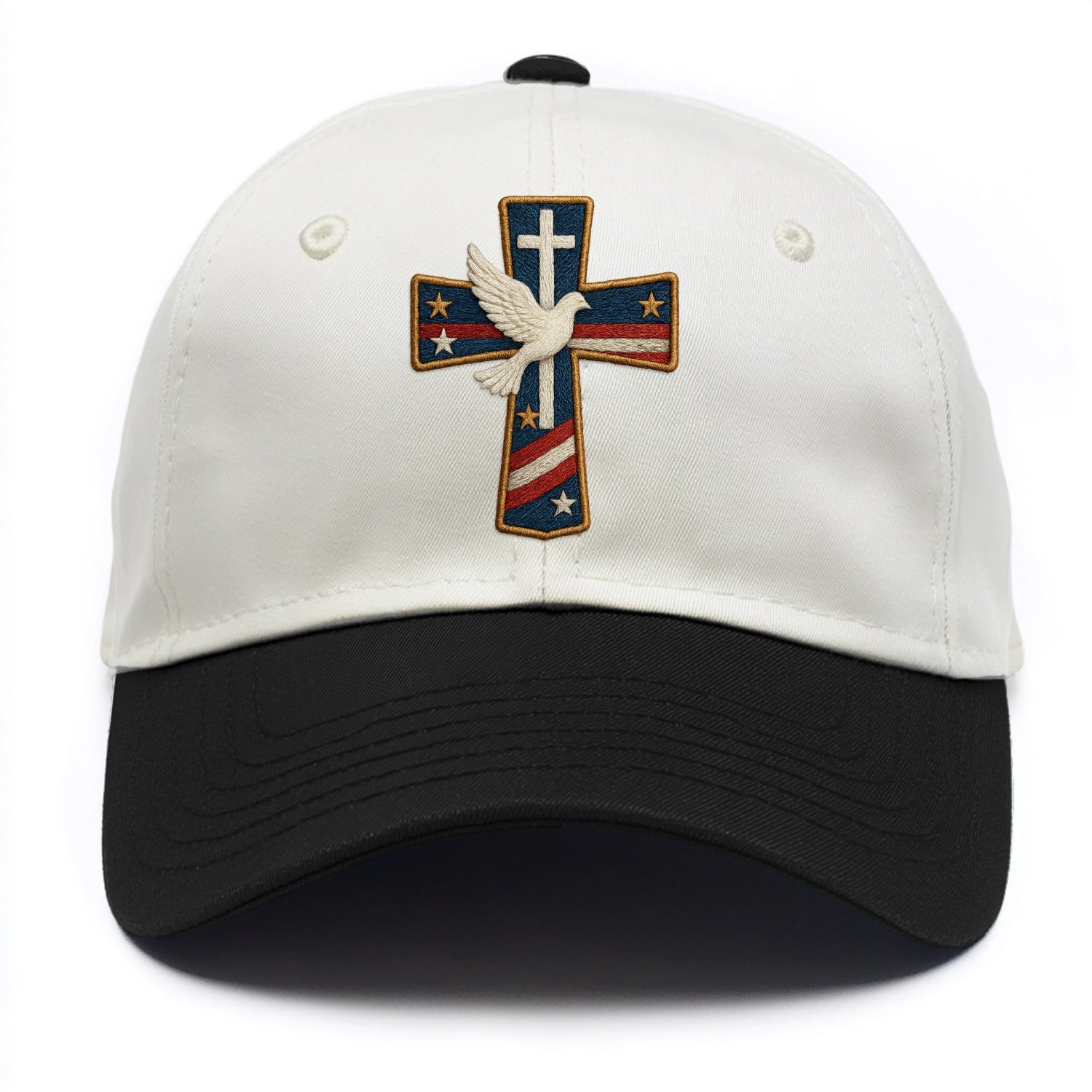 Dove and Cross  - Two Tone Cap - Black