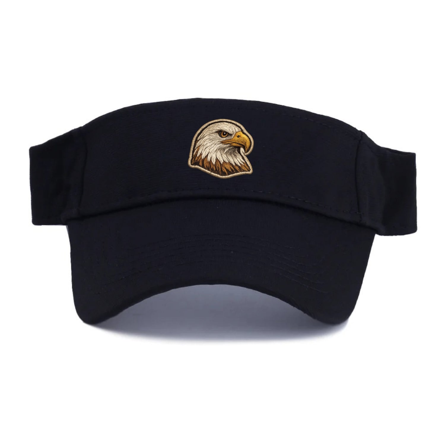 EAGLE HEAD PROFILE - majestic bald eagle in brown, white and gold , American pride - Visor - Black