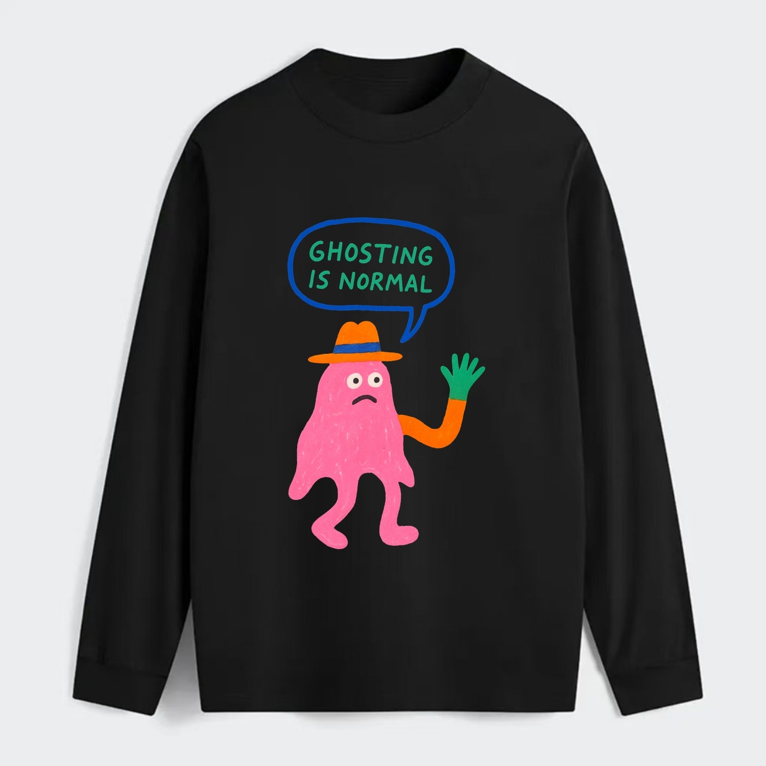 GHOSTING IS NORMAL | Transparent ghost texting - Classic Long Sleeve Shirt - Black