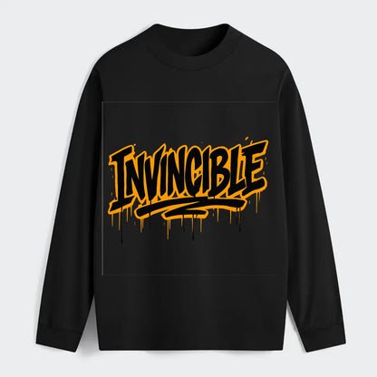 Bold typography design - "INVINCIBLE" - cannot be defeated, - Classic Long Sleeve Shirt - Black