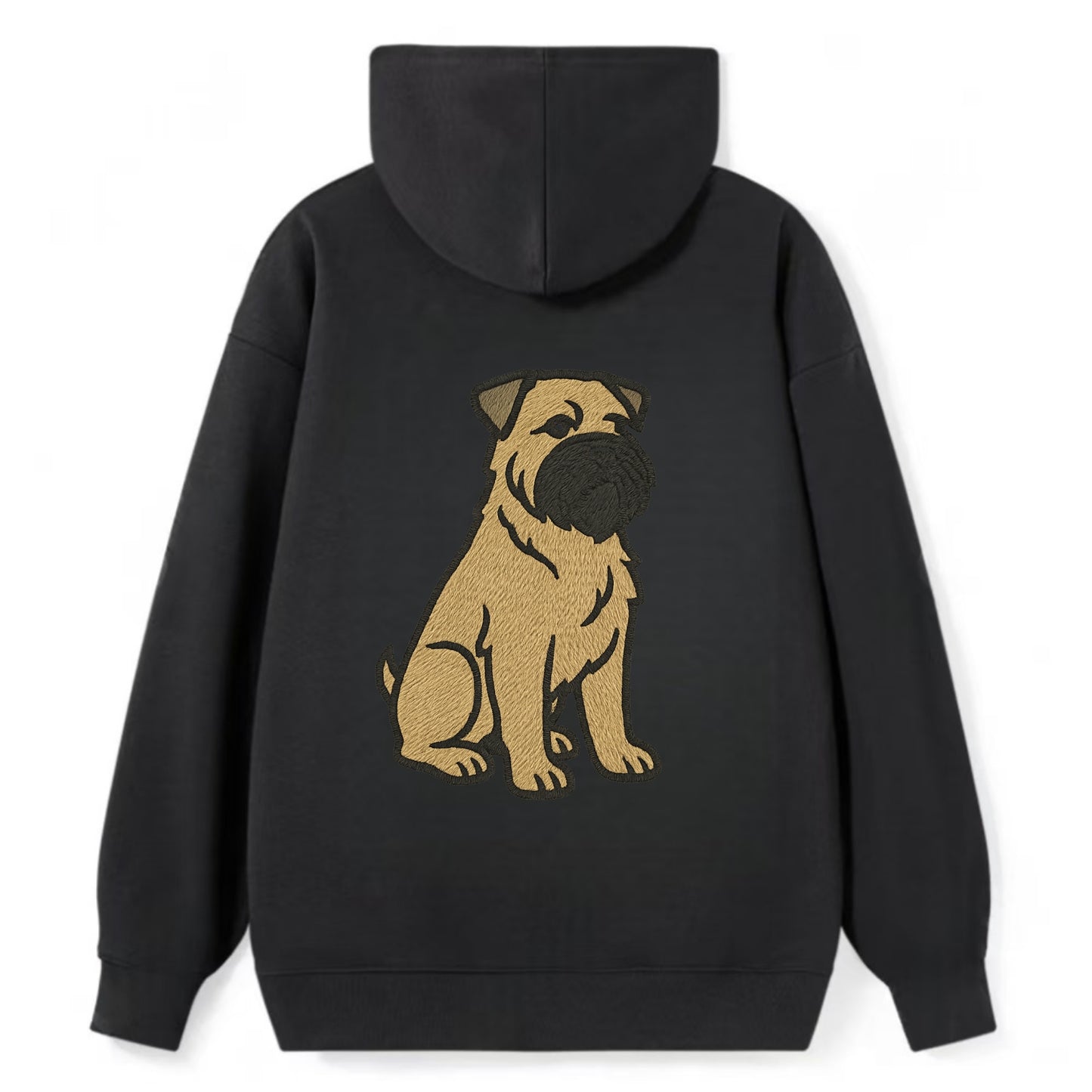 Bouvier des Flandres - Fawn rough coat embroidered design - Classic Pullover Hoodie - Black
