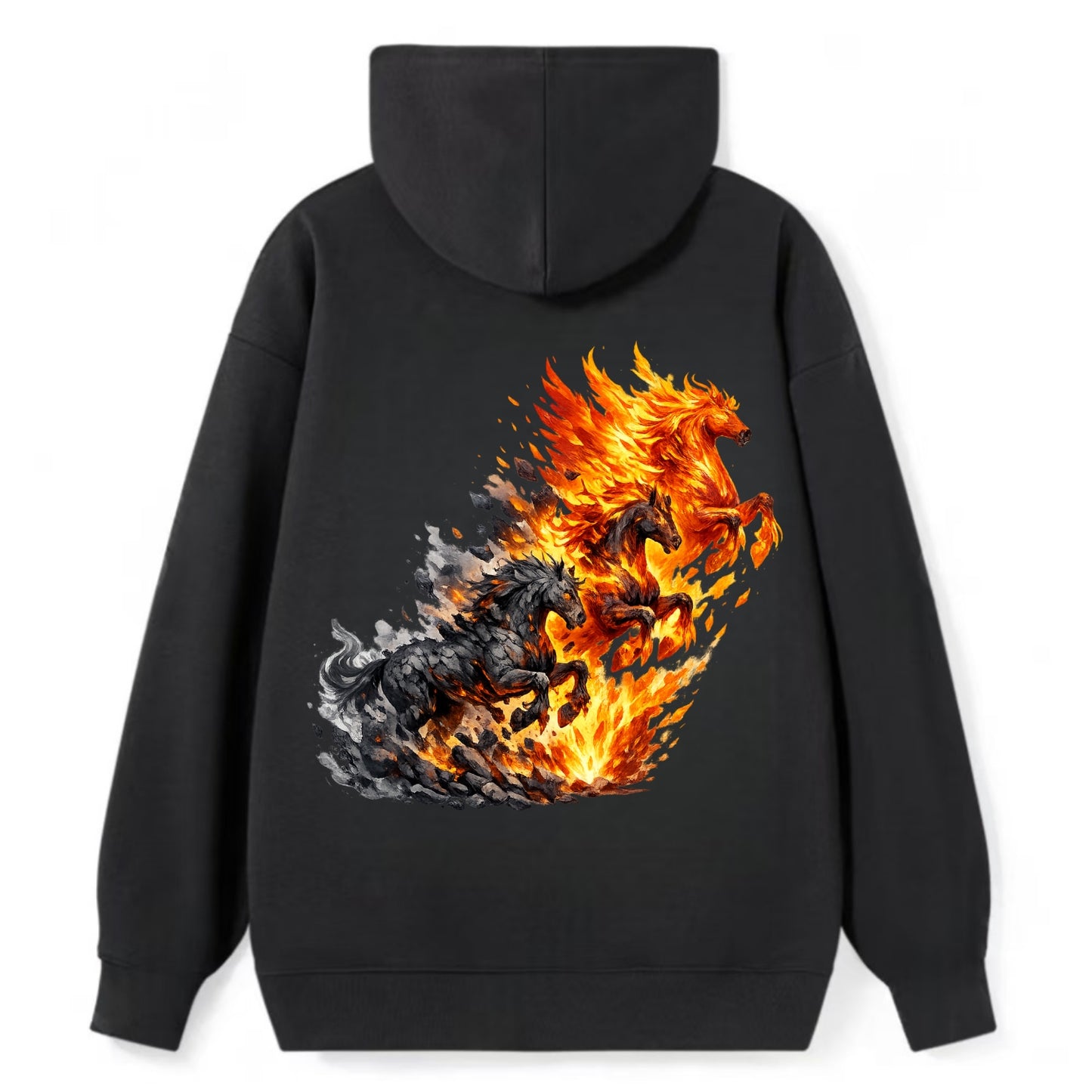 INFERNO STALLION | Horse made entirely of living flames | Blazing mane - Classic Pullover Hoodie - Black
