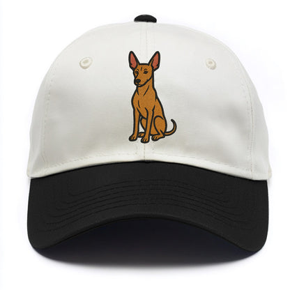 Pharaoh Hound - Tan colored embroidered pose - Two Tone Cap - Black