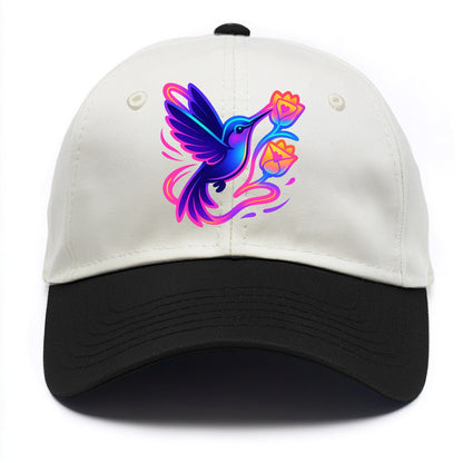 Hummingbird delivering miniature love letters tucked inside flower envelopes - Two Tone Cap - Black