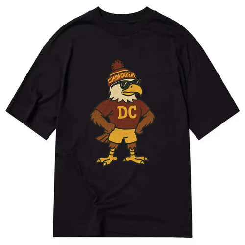 DC Eagle wearing Commanders burgundy and gold beanie with pom pom and wayfarer - Classic T-shirt