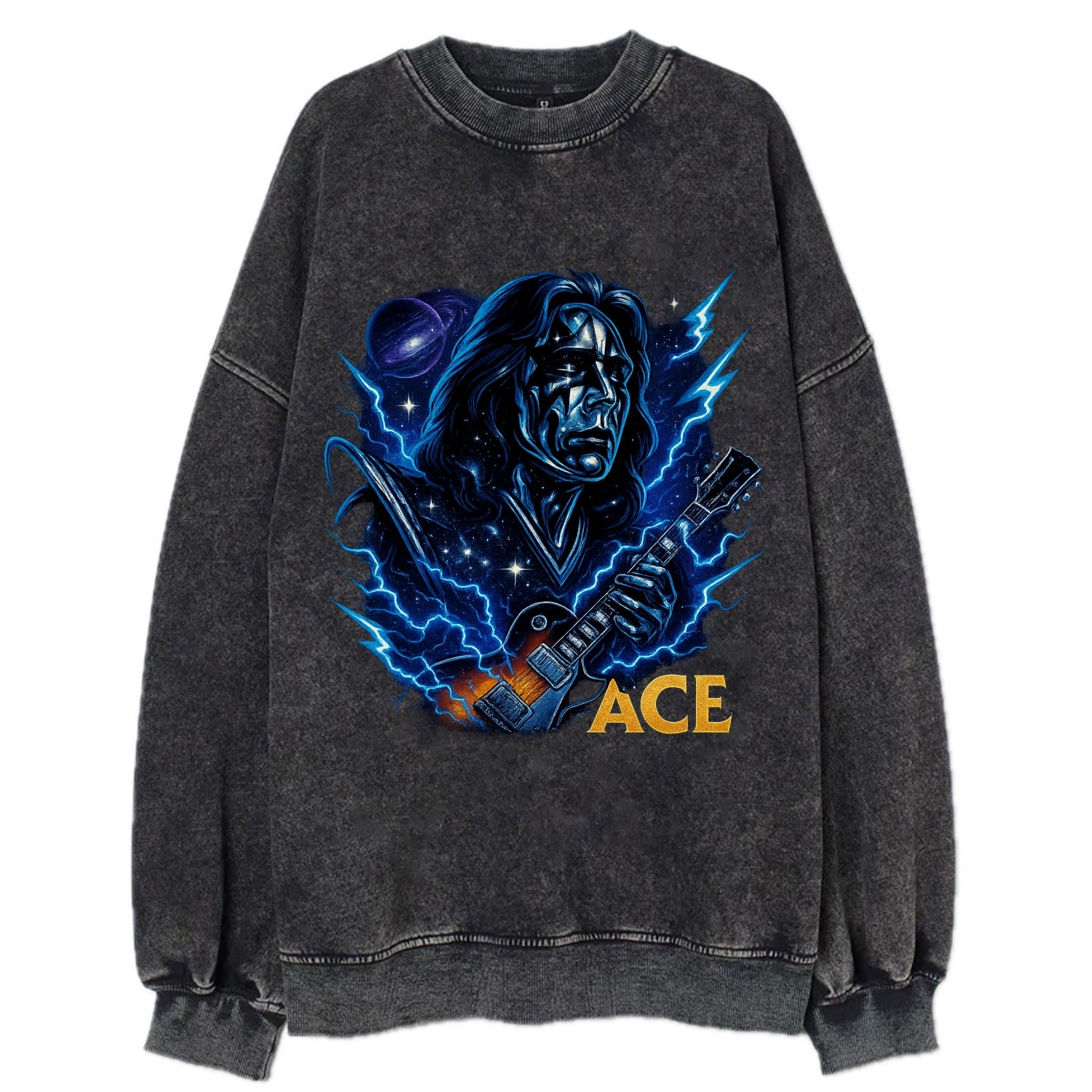 Cosmic Chrome Portrait - Vintage Sweatshirt - Black