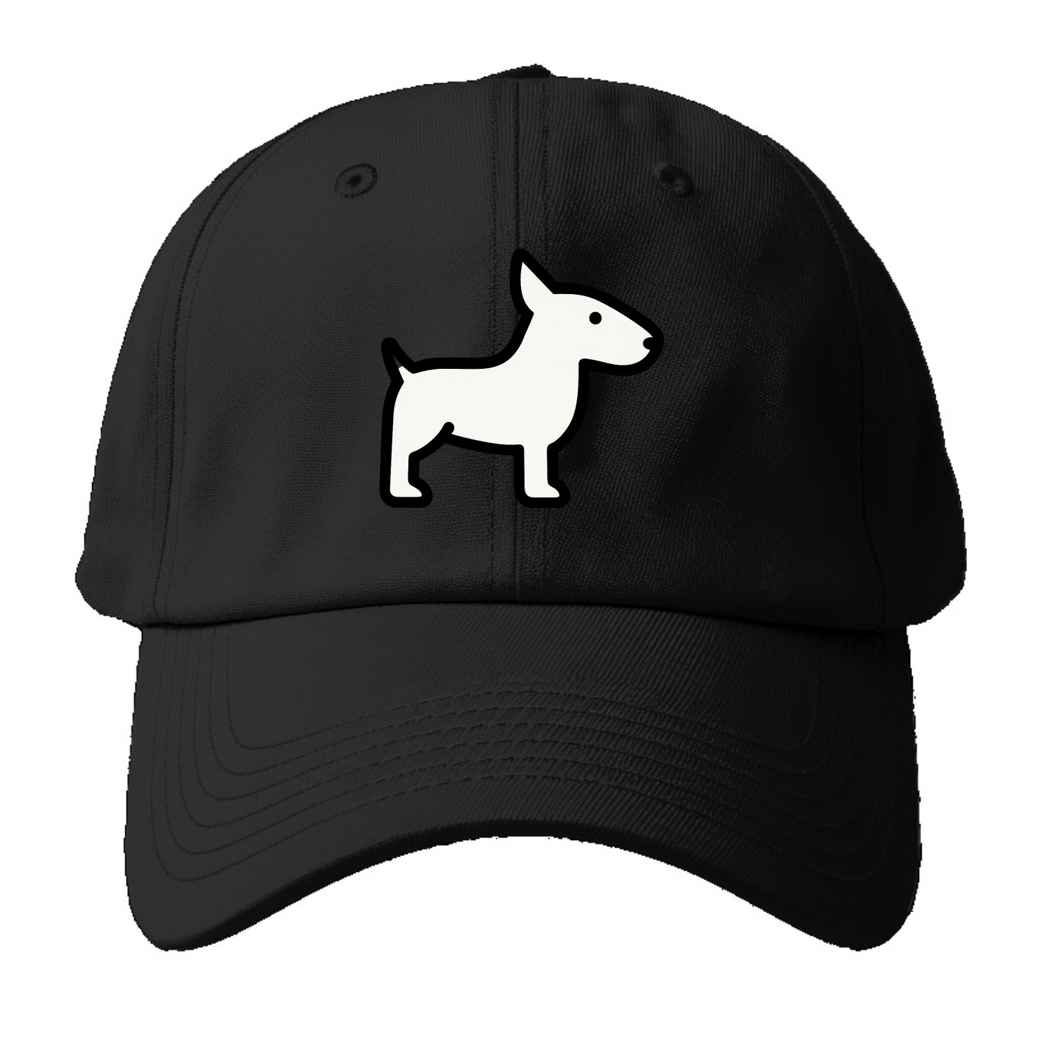 Bull Terrier - White egg-shaped head flat side profile - Baseball Cap For Big Heads - Black