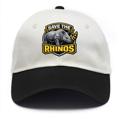 SAVE THE RHINOS - rhino silhouette in gray , horn protection - Two Tone Cap - Black