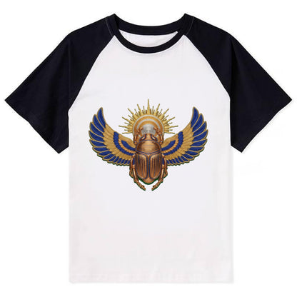 Winged Scarab - Contrast Raglan T-shirt - Black