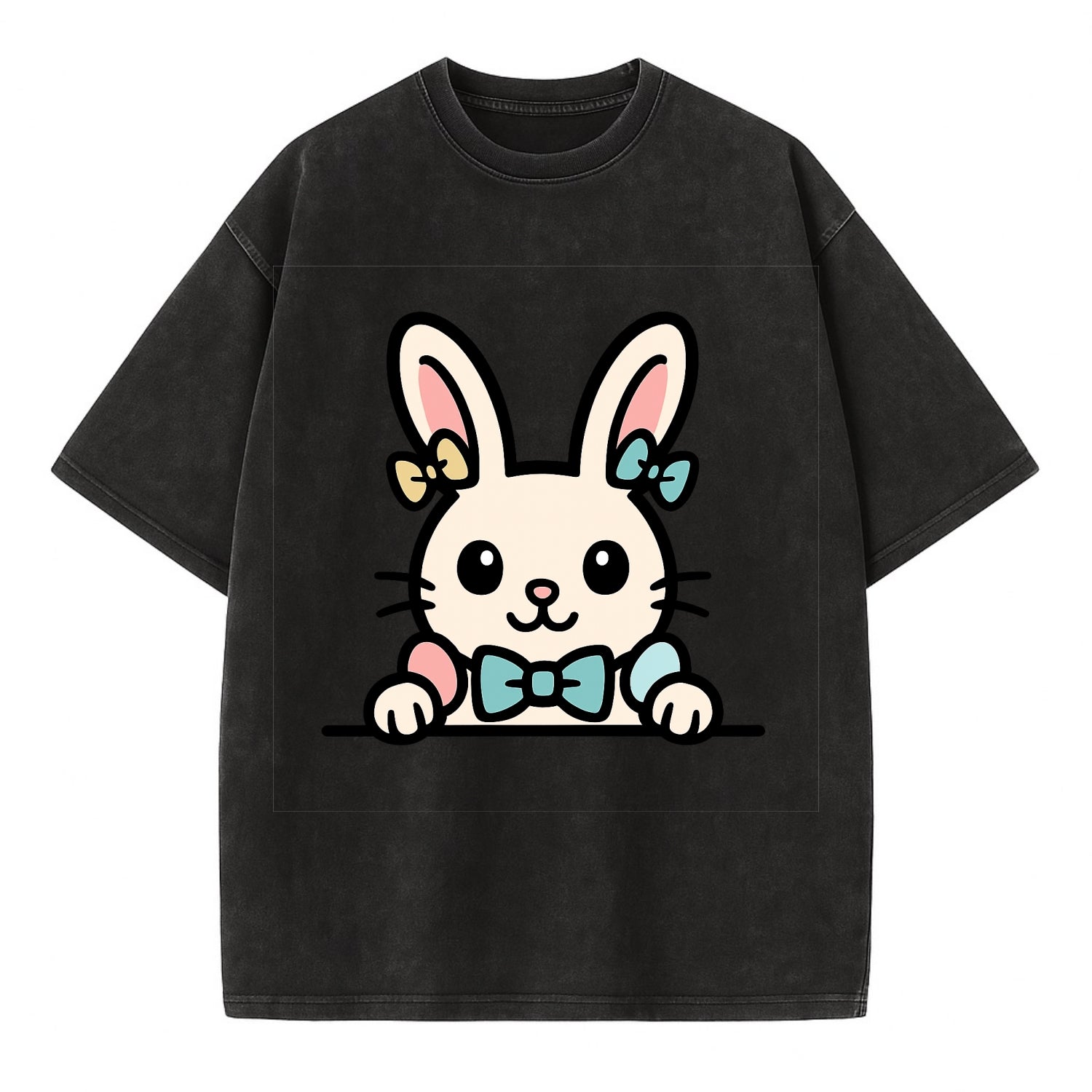 Easter Bunny  - Vintage T-shirt - Black