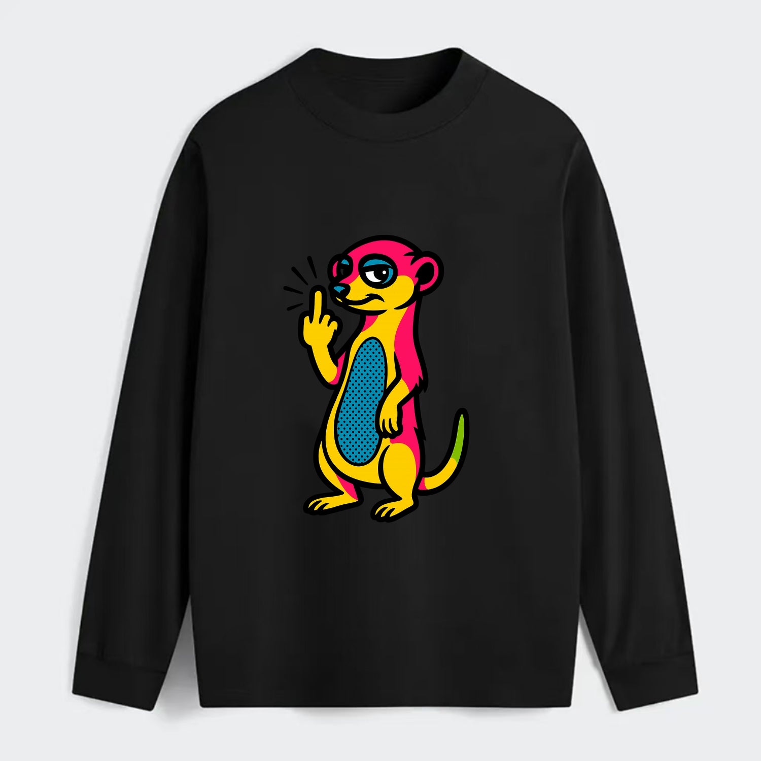cute meerkat standing guard on hind legs, one front paw raised in sassy - Classic Long Sleeve Shirt - Black