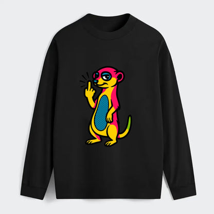 cute meerkat standing guard on hind legs, one front paw raised in sassy - Classic Long Sleeve Shirt - Black