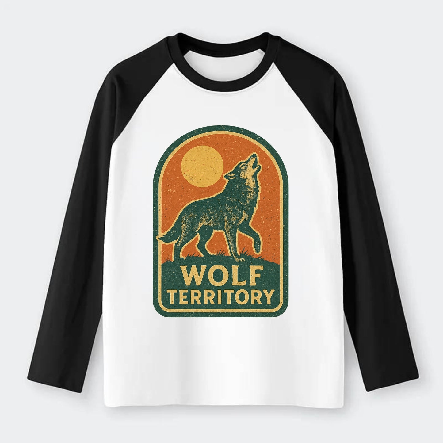 Wolf Territory Marking  - Raglan Long Sleeve T-Shirt - Black