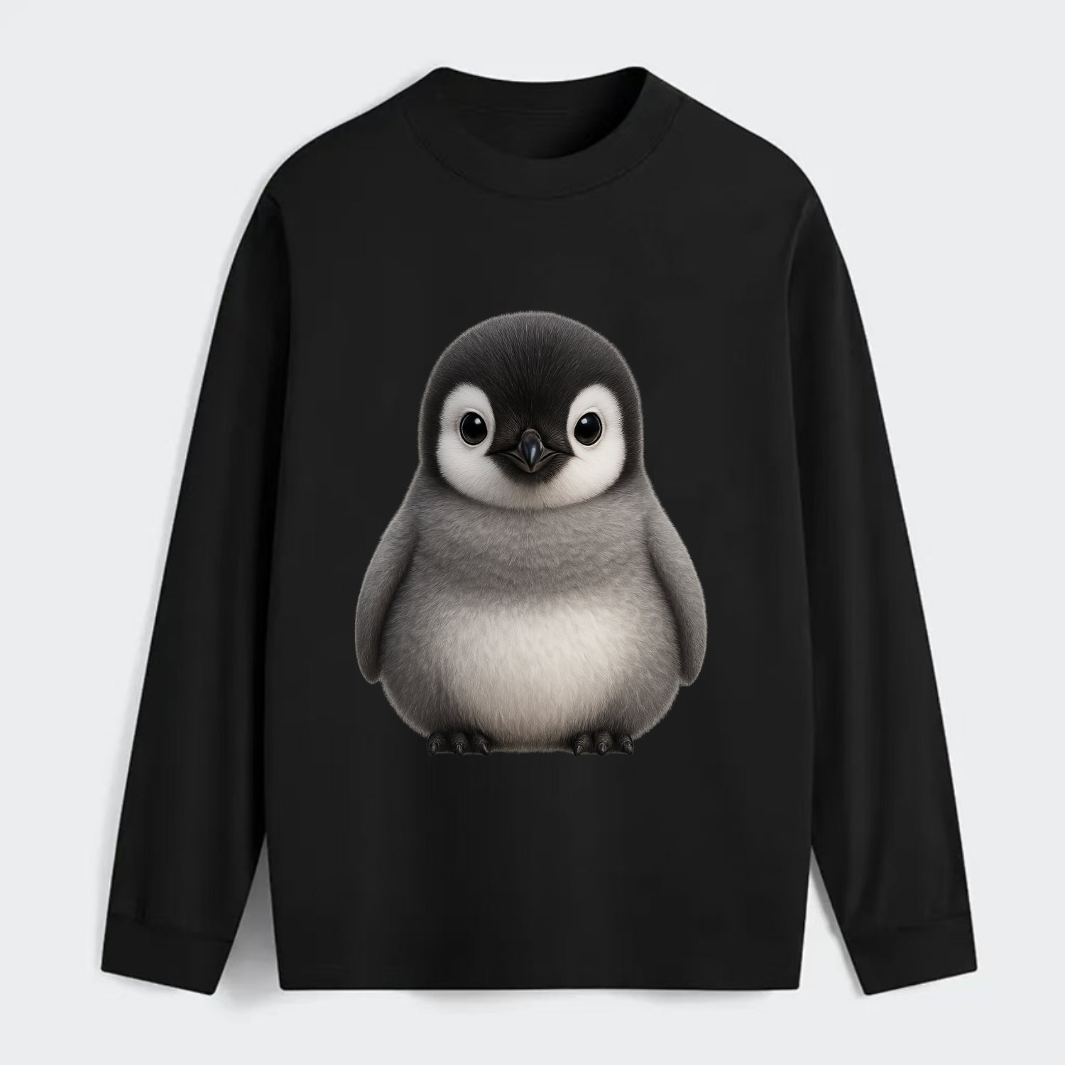 Baby Adelie Penguin - black and white, round body, curious eyes, - Classic Long Sleeve Shirt - Black