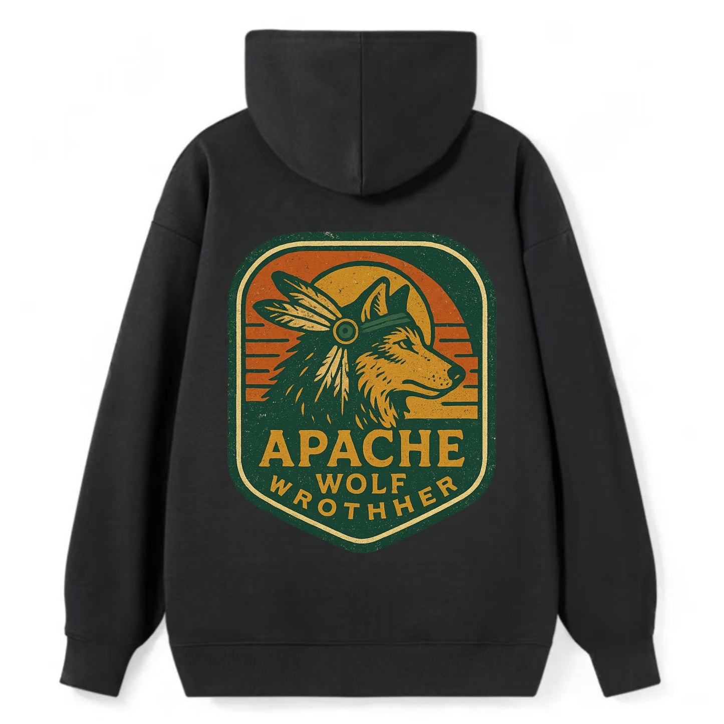 Apache Wolf Brother  - Classic Pullover Hoodie - Black