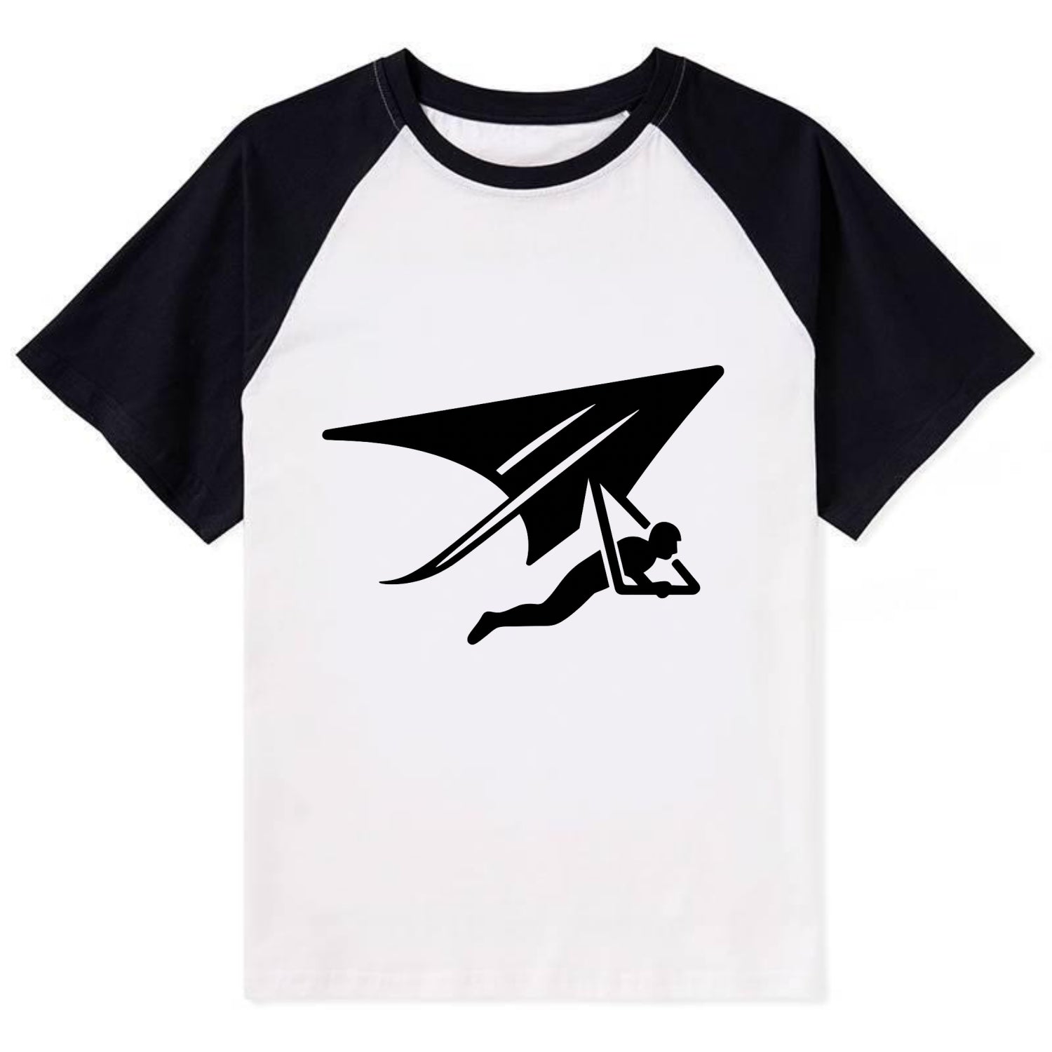 Hang glider soaring - Contrast Raglan T-shirt - Black