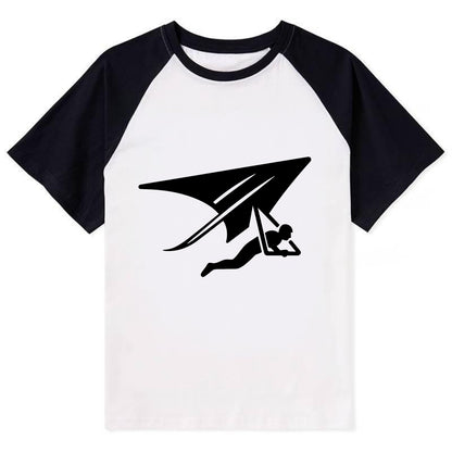 Hang glider soaring - Contrast Raglan T-shirt - Black
