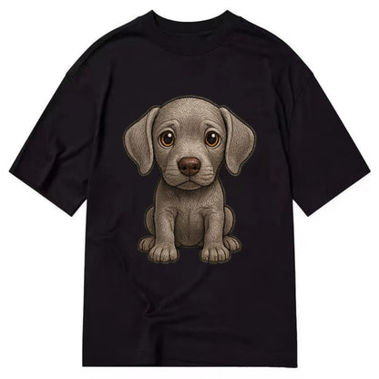 Baby Weimaraner Puppy - silver-gray coat, amber eyes, sleek body, front-facing, - Classic T-shirt - Black