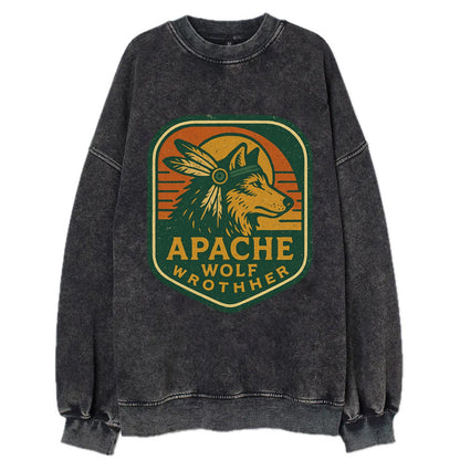 Apache Wolf Brother  - Vintage Sweatshirt - Black