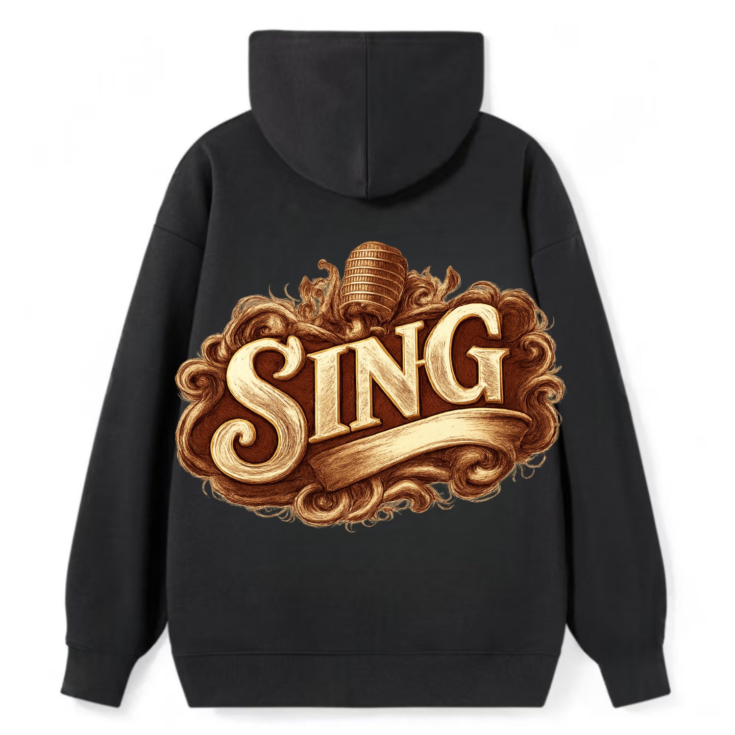 Bold typography design - "SING" - vocal expression, musical soul - Classic Pullover Hoodie - Black