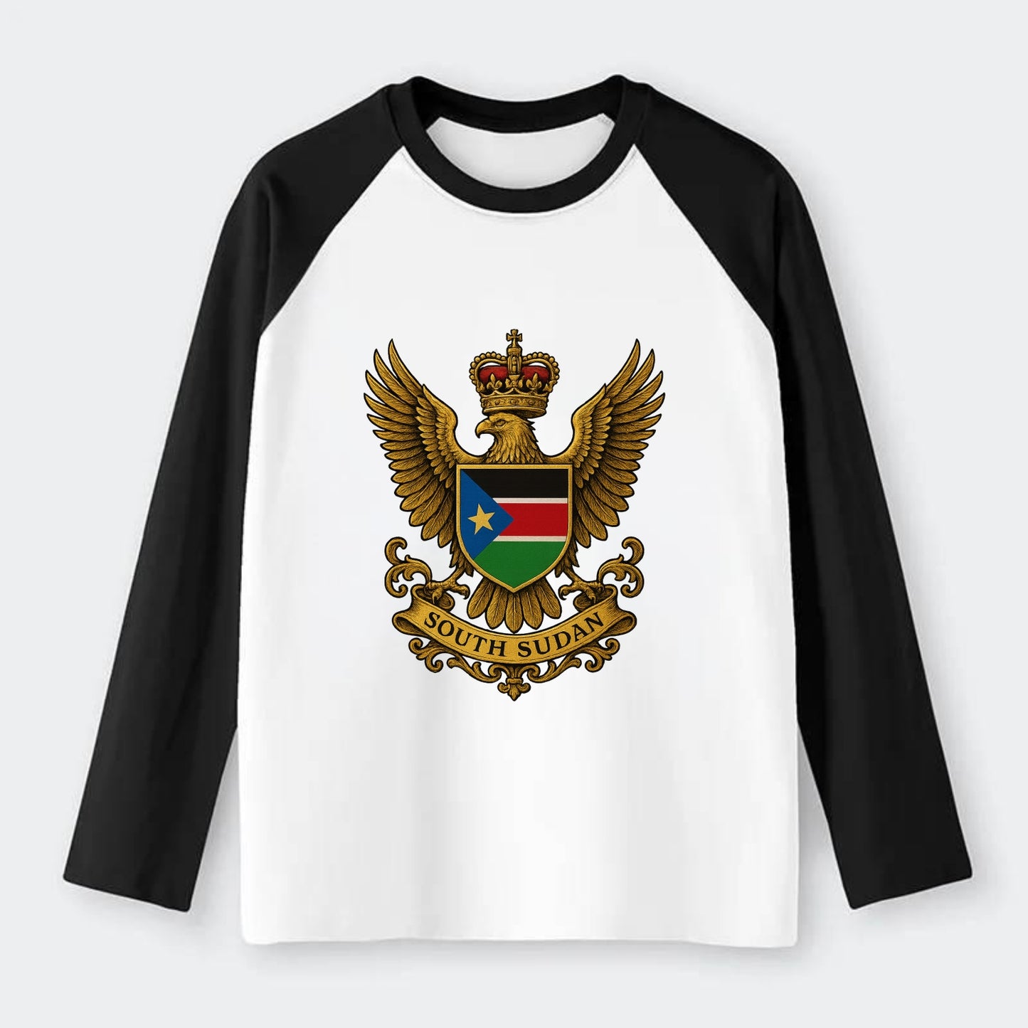 South Sudan Royal Logo - Raglan Long Sleeve T-Shirt - Black