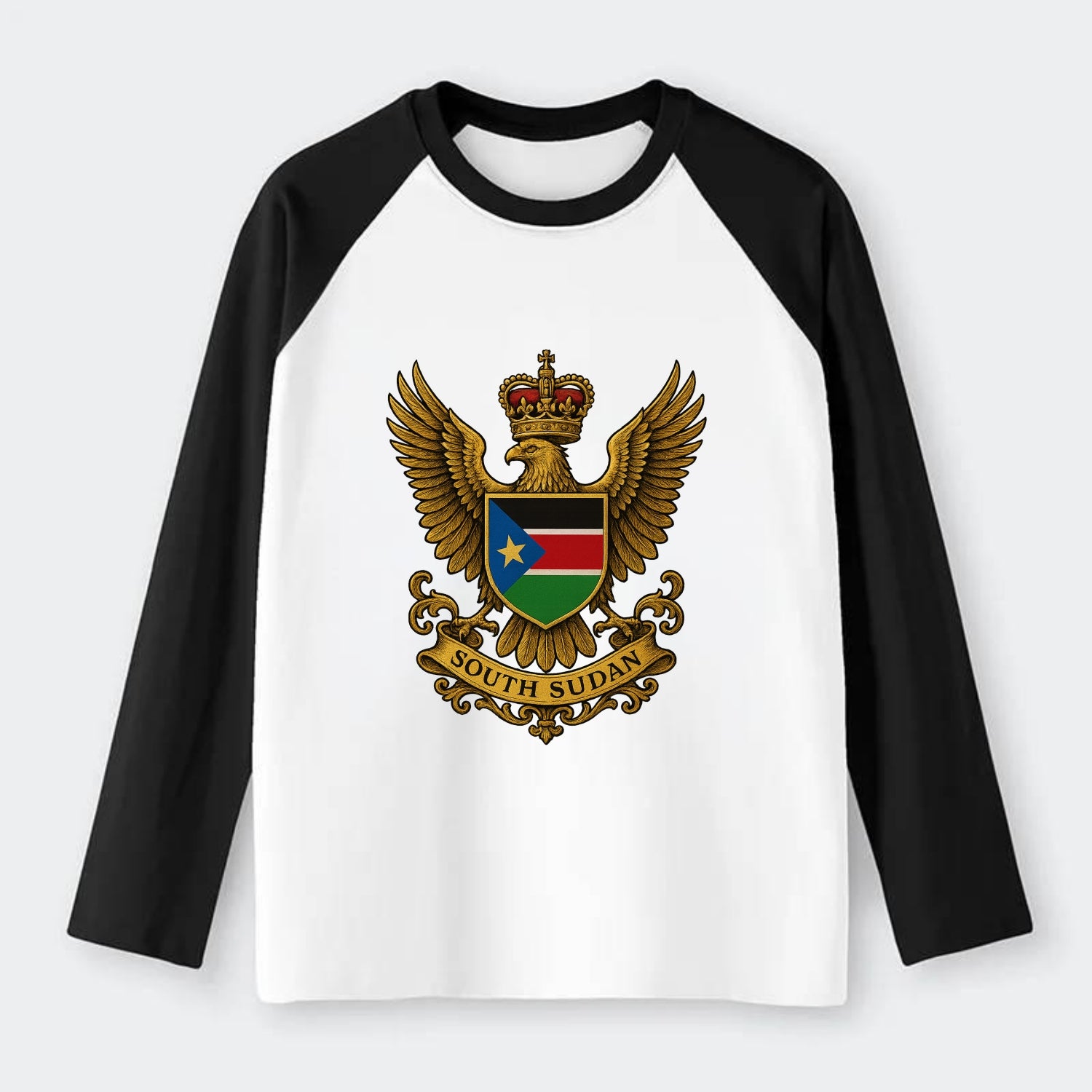 South Sudan Royal Logo - Raglan Long Sleeve T-Shirt - Black
