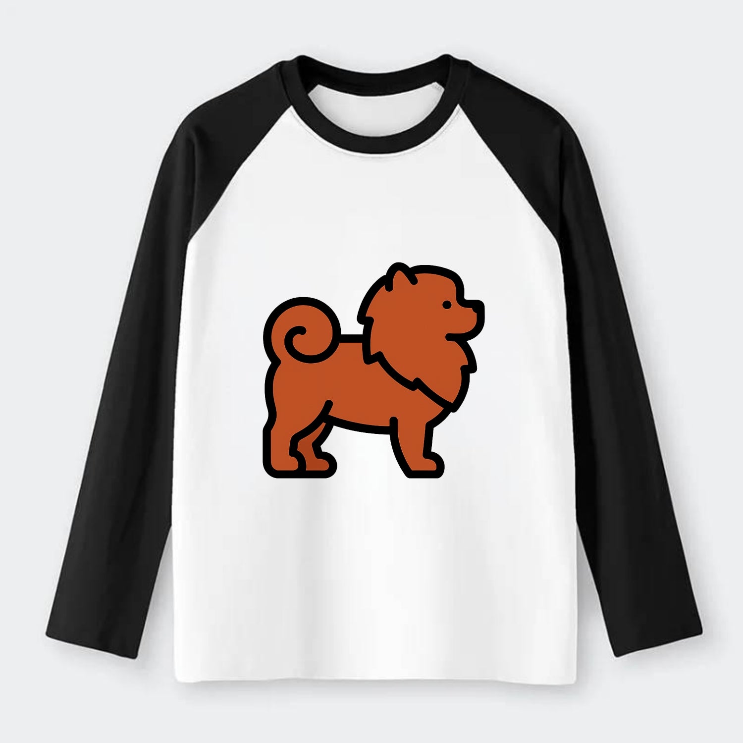 Chow Chow - Red fluffy flat side profile - Raglan Long Sleeve T-Shirt - Black